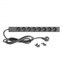 Adam Hall - 87471 USB - 8-Outlet 19" Rackmount Power Strip