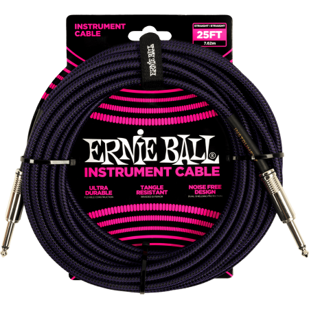 ERNIE BALL - 6397 - Câble Jack/jack - 7,62m noir et violet